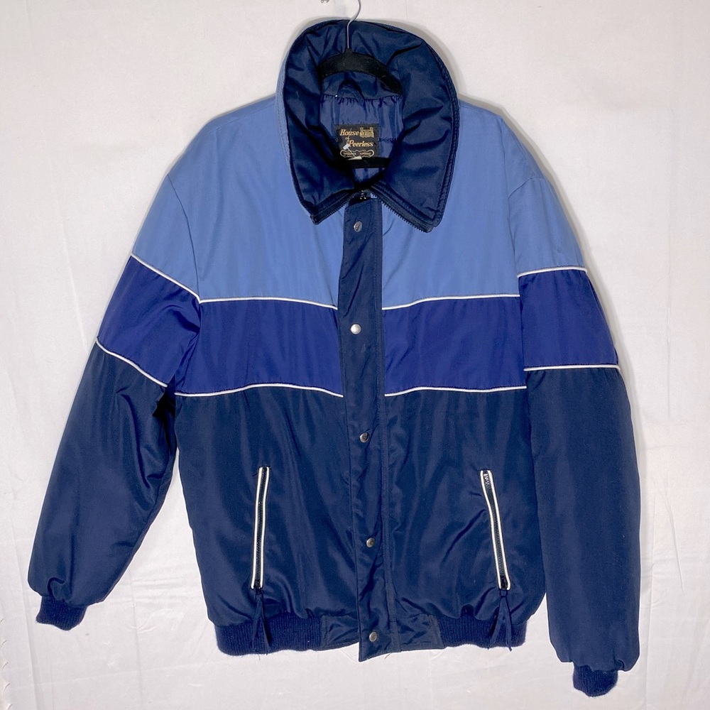 Vintage 80s House Of Perless Blue Winter Coat LT Dadcore Blue Collar